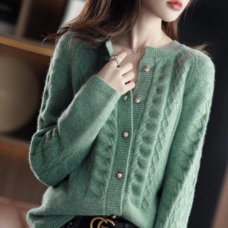 Wool Coat Peacoat - Jaket Kardigan Rajut Vintage Wanita Musim