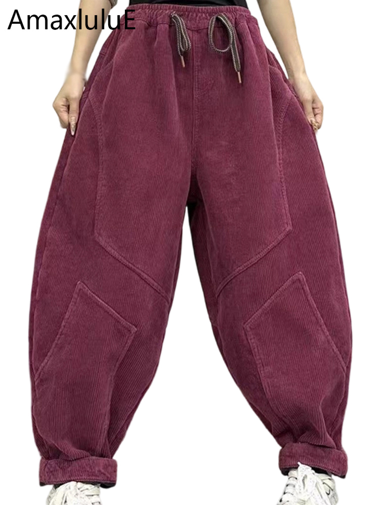 Corduroy Pant Warm - Celana Harem Wanita Musim Dingin Amax