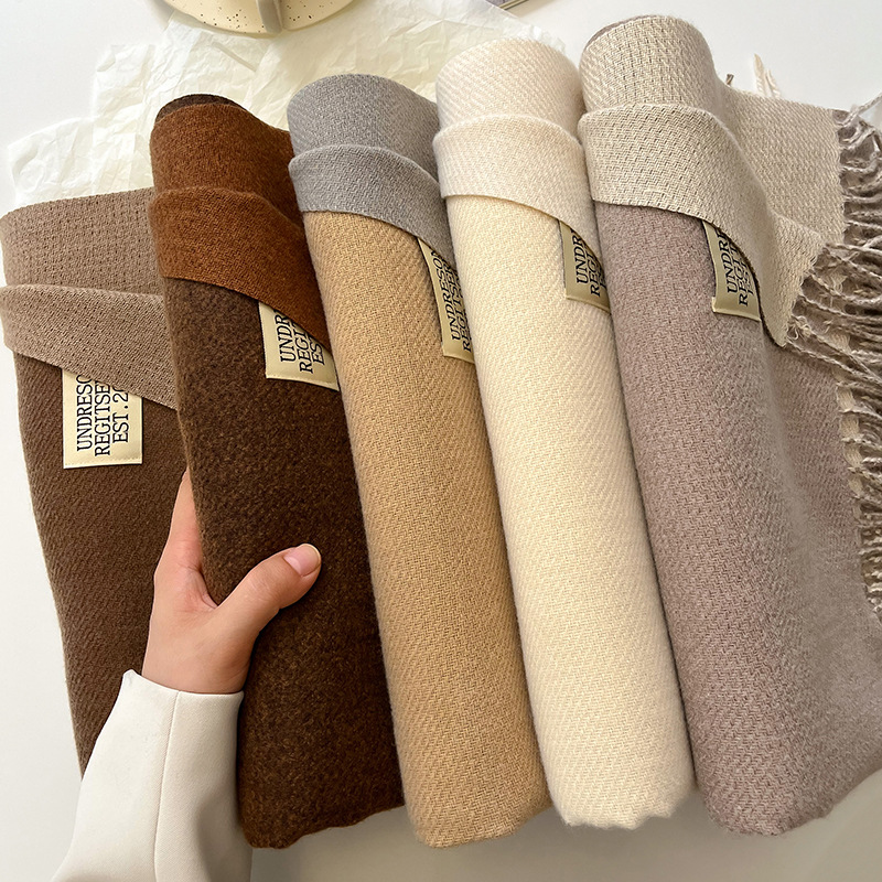 Cashmere Pashmina Wrap - Syal Kasmir Solid Hangat Desain Baru