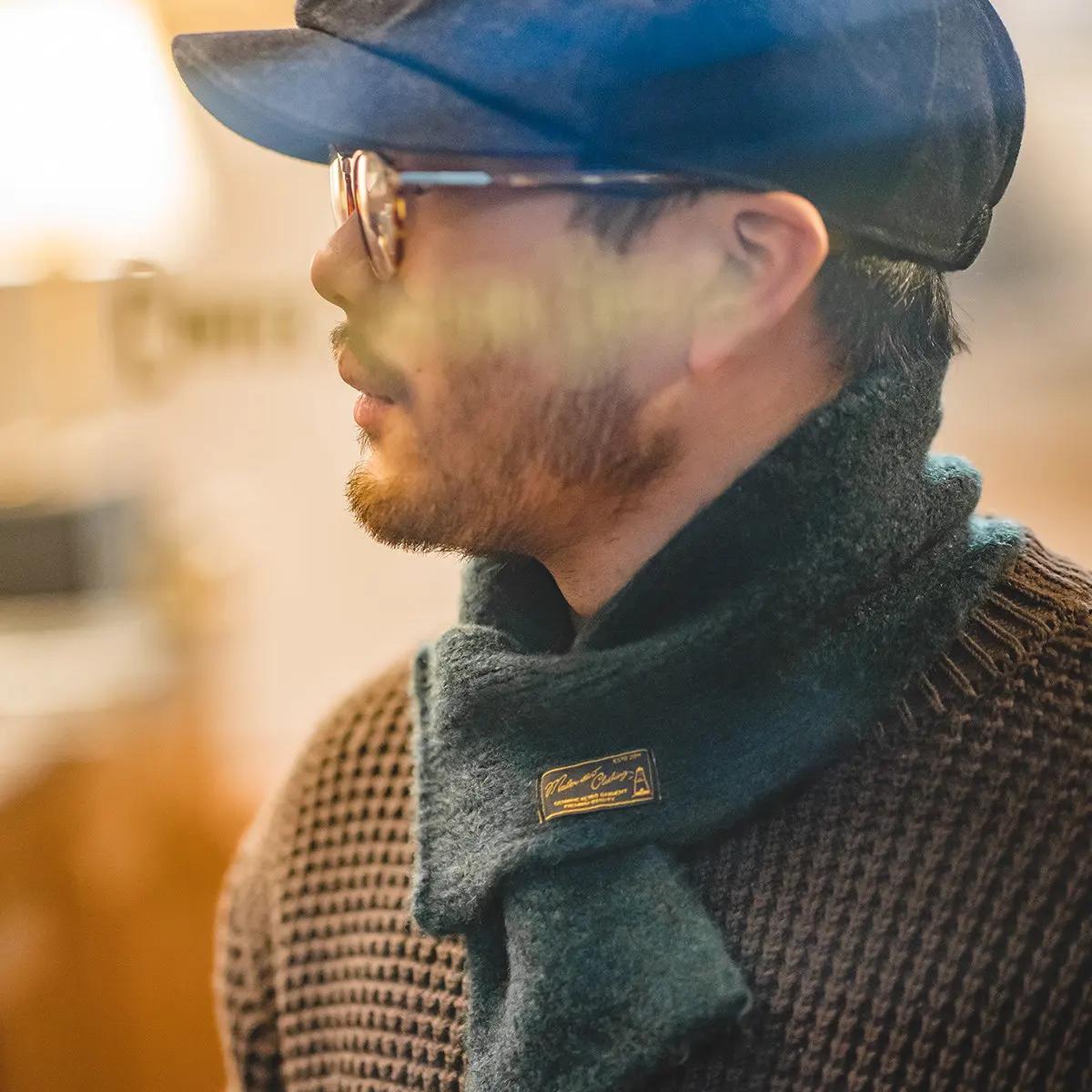 Wool Scarf Men - Syal Rajut Maden Gaya Retro Amerika,