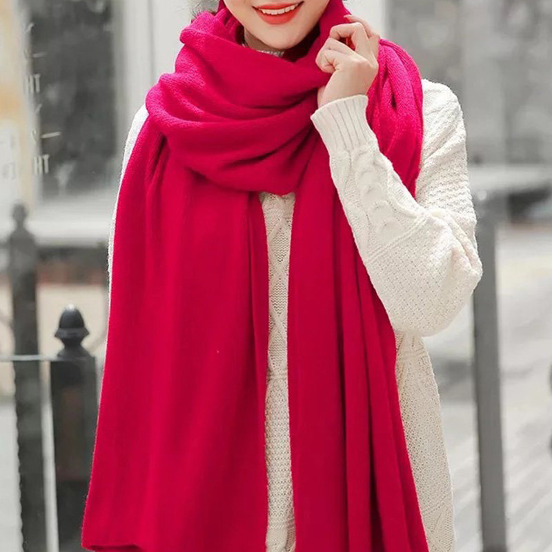 Wool Scarf Men - Syal Rajut Imitasi Kasmir Warna Solid
