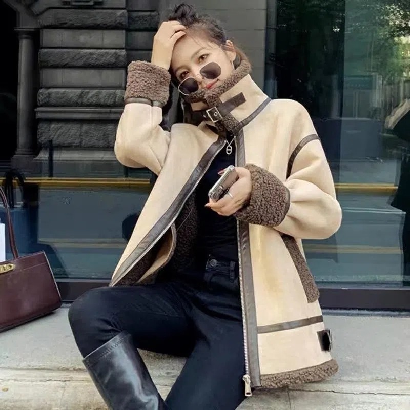 Wool Coat Peacoat - Mantel bulu domba longgar untuk wanita,