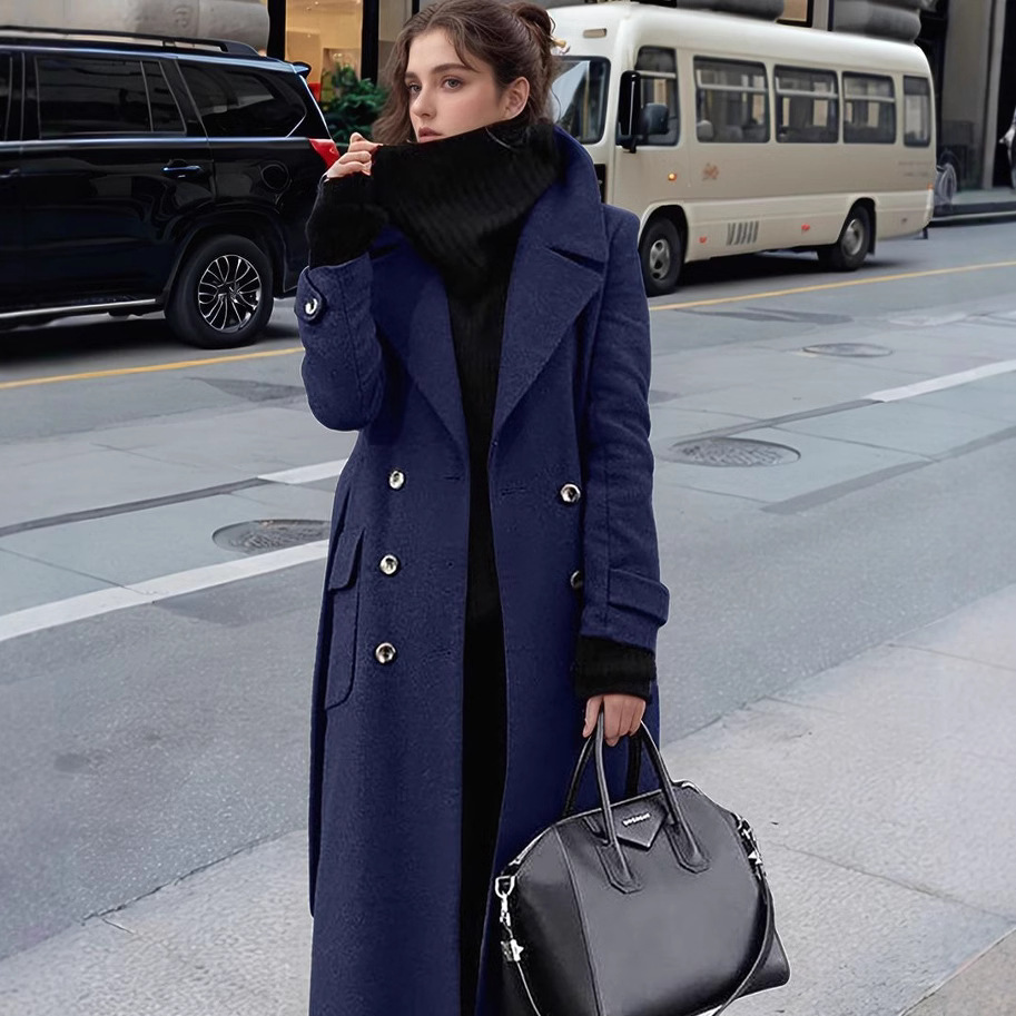 Jas Wol Panjang Kerah Jas Kerj - Wool Coat Peacoat ulasan dan harga