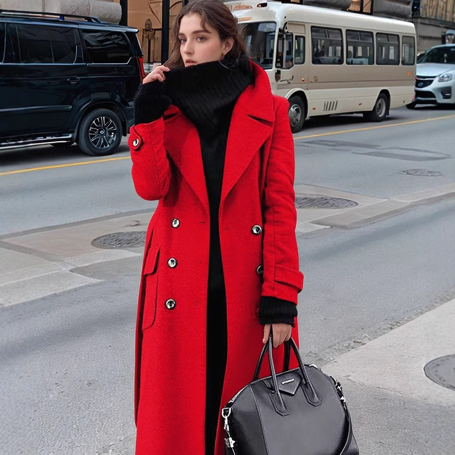 Jas Wol Panjang Kerah Jas Kerj - Wool Coat Peacoat ulasan dan harga