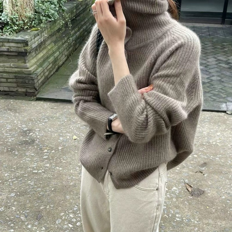Turtleneck kardigan wanita 100 - Wool Coat Peacoat ulasan dan harga